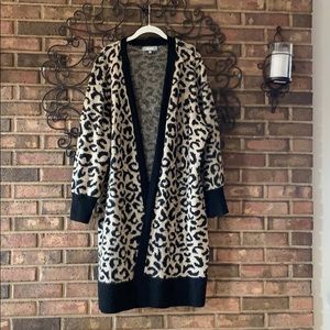 Wool cheetah print cardigan